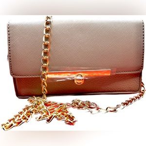 Cute Alexis Bendel Saffiano Leather&Chain Flap Crossbody Handbag w/Turn Lock-SM
